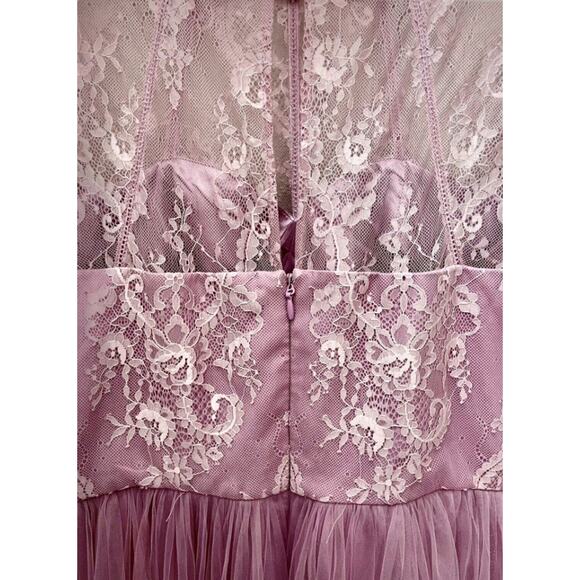 Chi Chi London Pink Floral Lace Tulle Midi High-Low Dress US Size 12 Wedding - Picture 4 of 6